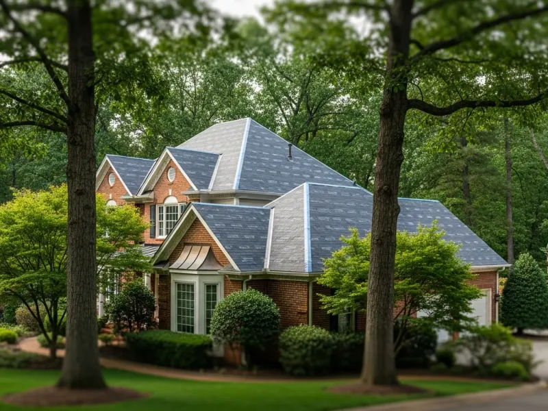 A Burke residential home with completed improvement work, showing typical neighborhood setting with mature trees and family-oriented surroundings.